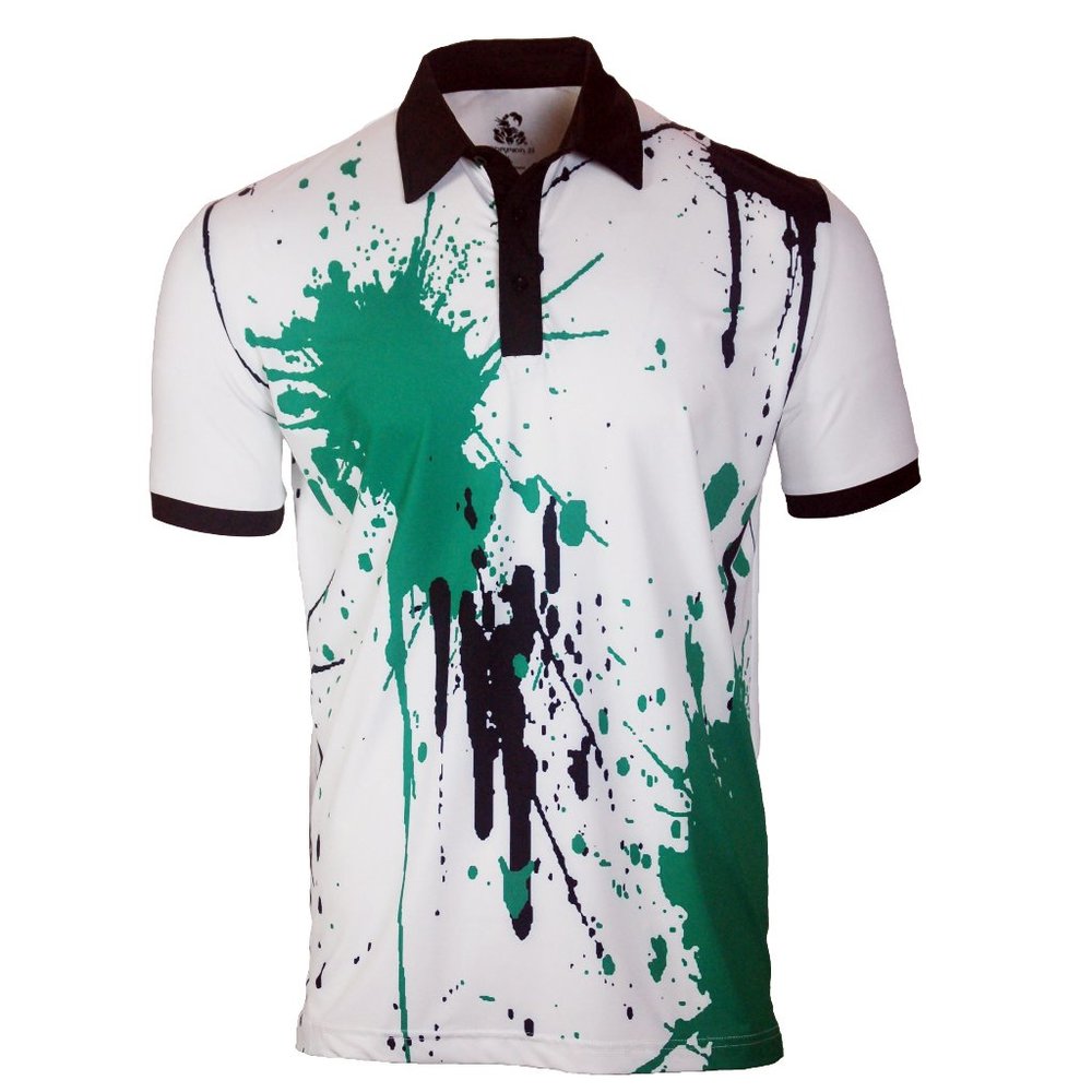 Scorpion 21 Splatter Green and Black Golf Polo
